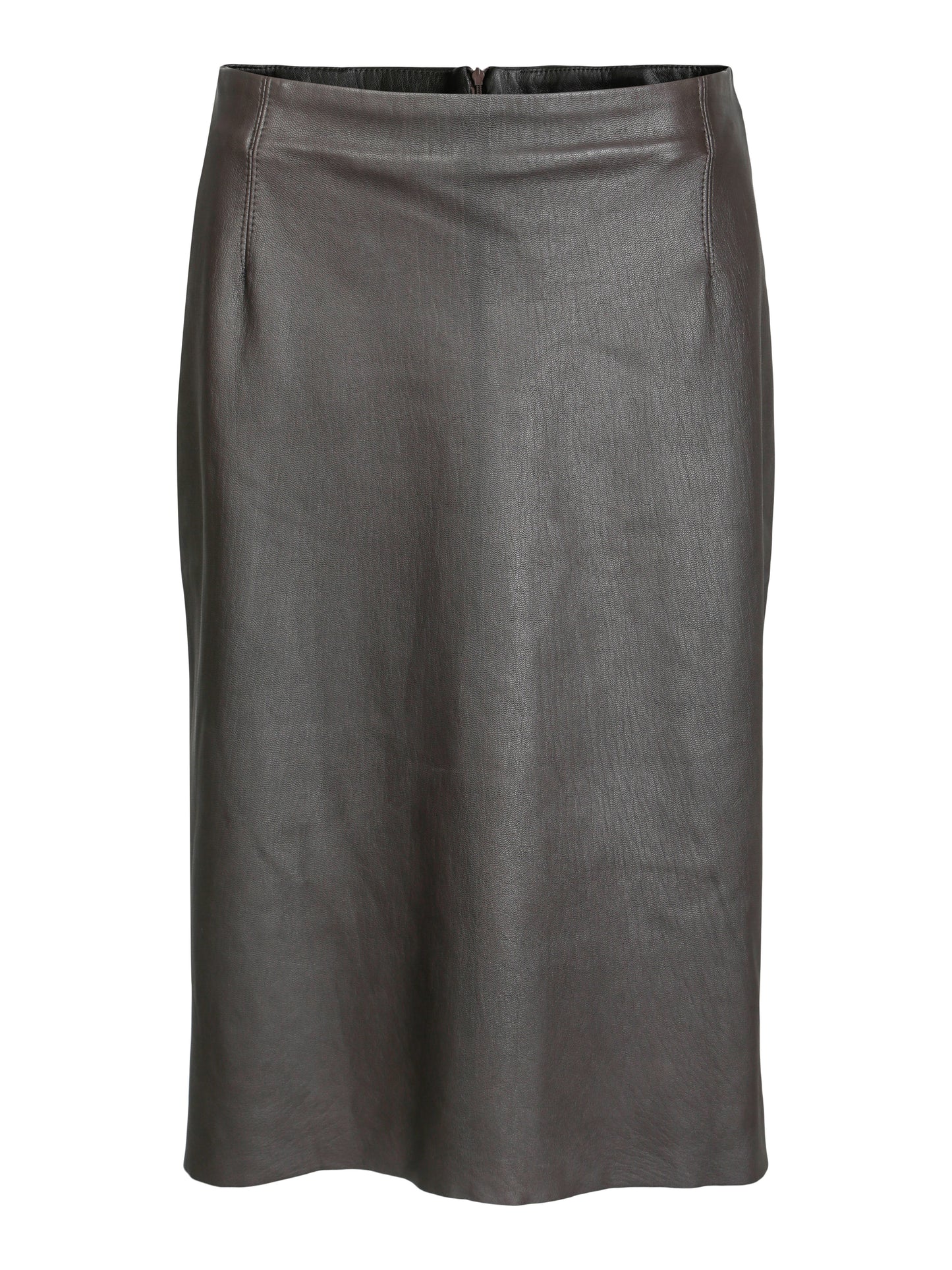Knee -long leather nappa skirt
